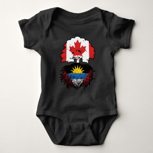 Antigua Antiguan Canadian Canada Tree Roots Flag Baby Bodysuit
