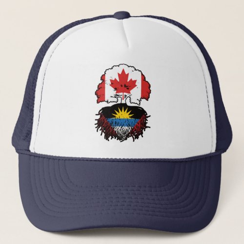 Antigua Antiguan Canadian Canada Tree Roots Flag Trucker Hat