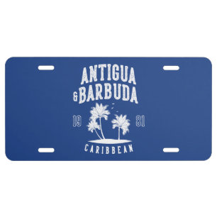 Antigua & Barbuda Caribbean Palm Tree License Plate
