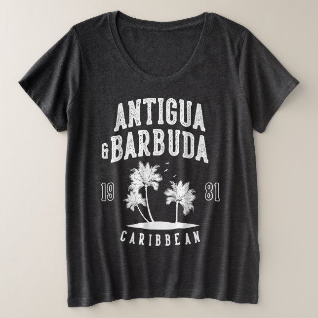 Antigua & Barbuda Caribbean Palm Tree Plus Size T-Shirt (Design Front)