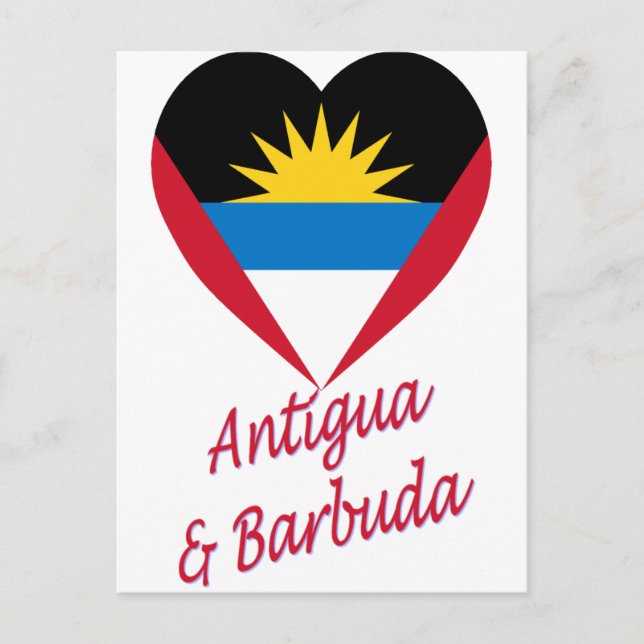 Antigua & Barbuda Flag Heart Postcard (Front)