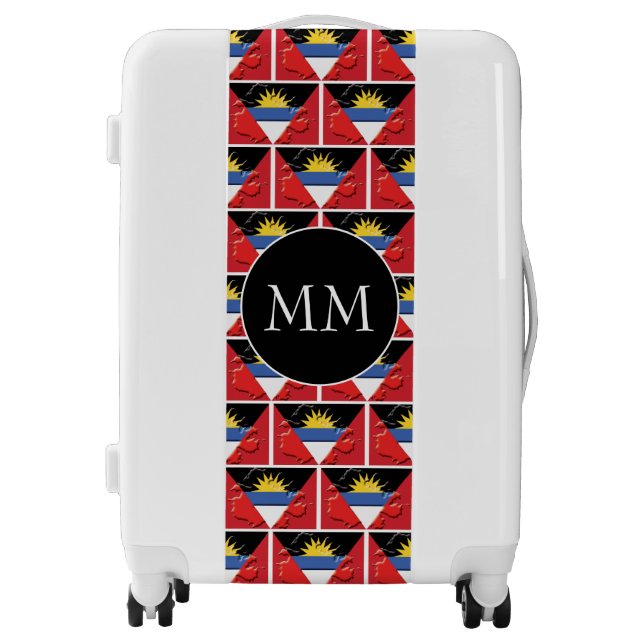 ANTIGUA FLAG | BARBUDA Map | Monogram Luggage (Front)