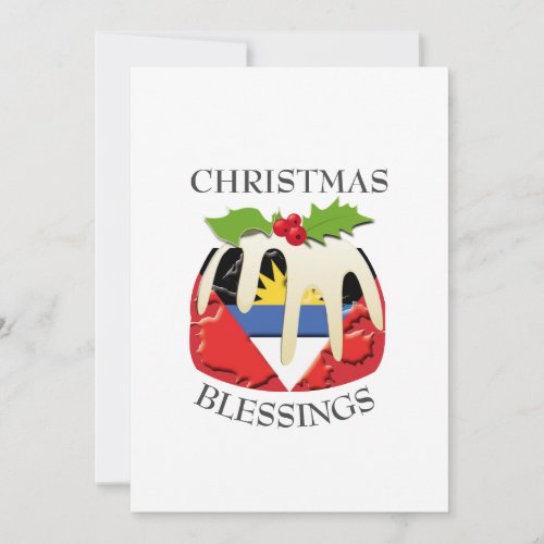 ANTIGUA FLAG  Christmas Pudding  Festive Holiday Card