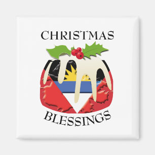 ANTIGUA FLAG Christmas Pudding Magnet