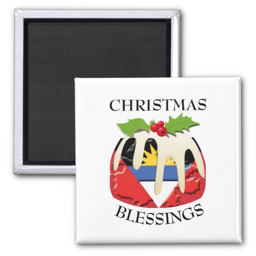 ANTIGUA FLAG Christmas Pudding Magnet
