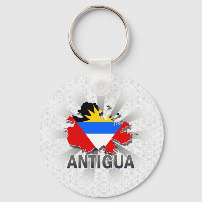 Antigua Flag Map 2.0 Keychain (Front)