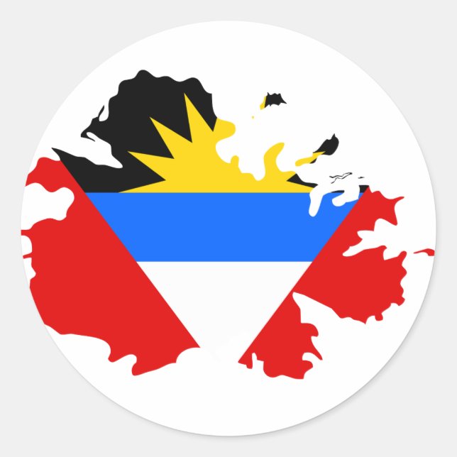 Antigua flag map classic round sticker (Front)