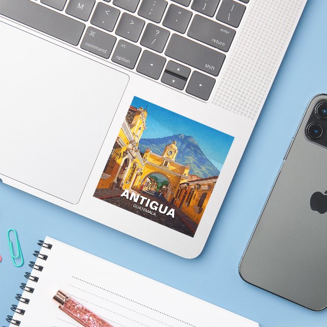 Antigua Guatemala Travel Sticker (Laptop w/ iPhone)