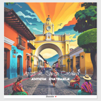 Antigua Guatemala Travel Vintage Retro Sticker