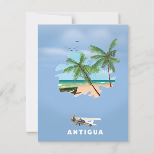 Antigua Illustrated map travel poster (Front)
