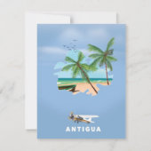 Antigua Illustrated map travel poster (Back)