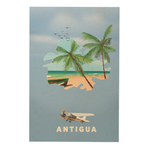 Antigua Illustrated map travel poster