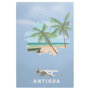 Antigua Illustrated map travel poster