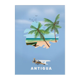 Antigua Illustrated map travel poster Acrylic Print