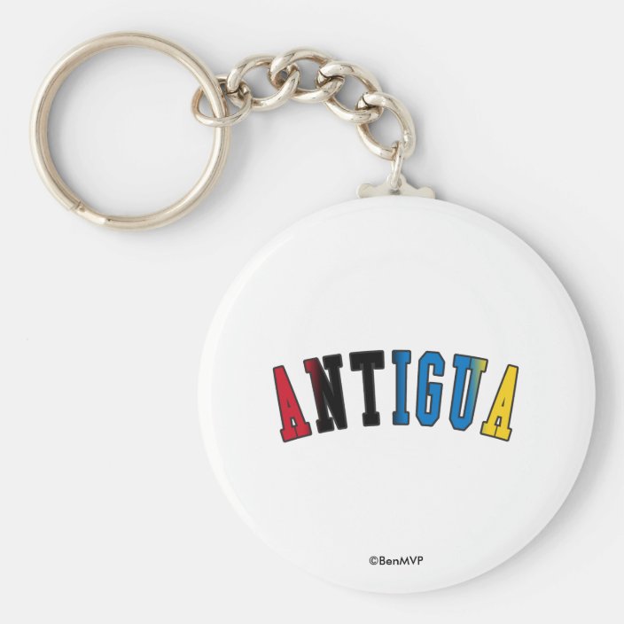 Antigua in National Flag Colors Keychain