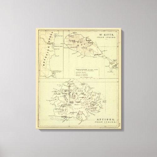 Antigua Lithographed Map Canvas Print