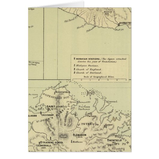 Antigua Lithographed Map Cards (Front)