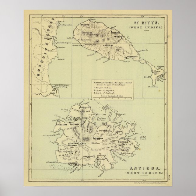 Antigua Lithographed Map Poster (Front)