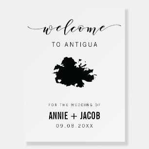 Antigua Map Wedding Welcome Sign, Foam Board