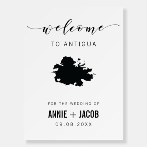 Antigua Map Wedding Welcome Sign Foam Board