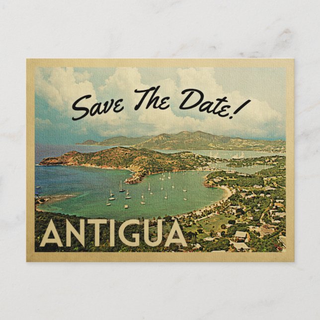 Antigua Save The Date Vintage Postcards (Front)