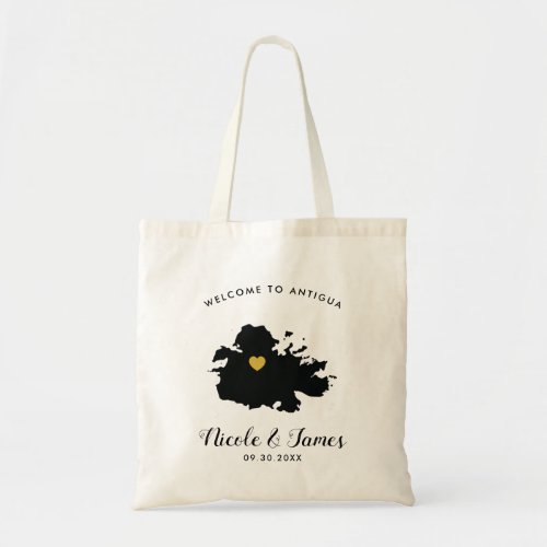 Antigua Wedding Welcome Bag Black  Gold Tote Bag