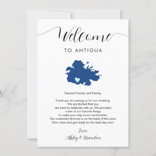 Antigua Wedding Welcome Letter Itinerary Card