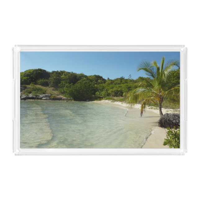 Antiguan Beach Beautiful Tropical Landscape Acrylic Tray (Front)