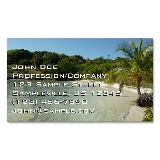 Antiguan Beach Beautiful Tropical Landscape Business Card Magnet (Front)