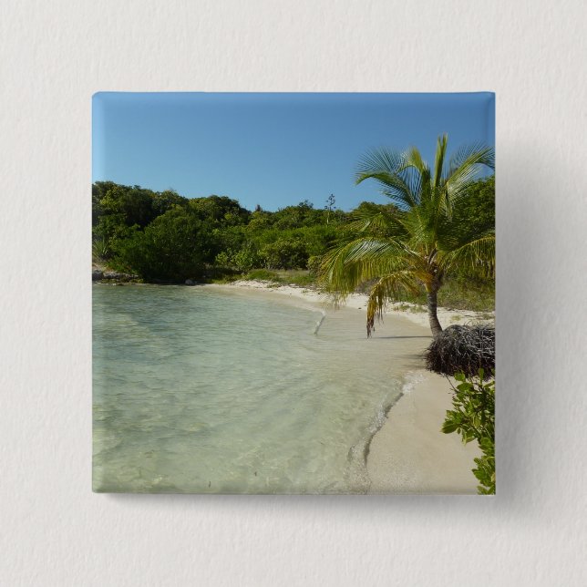 Antiguan Beach Beautiful Tropical Landscape Button (Front)