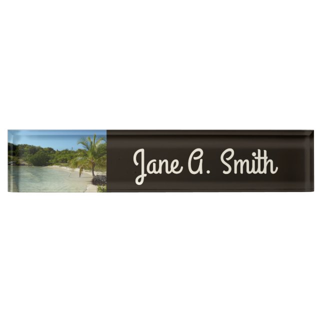 Antiguan Beach Beautiful Tropical Landscape Desk Name Plate (Front)