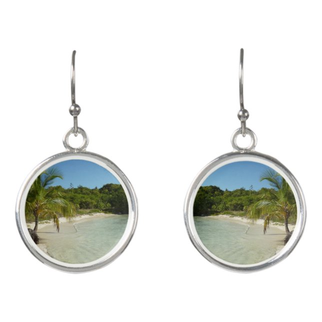 Antiguan Beach Beautiful Tropical Landscape Earrings (Front)