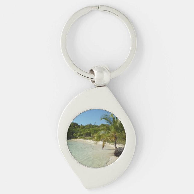 Antiguan Beach Beautiful Tropical Landscape Keychain (Front)