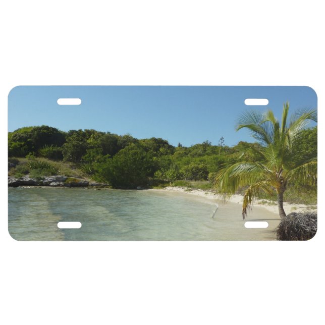 Antiguan Beach Beautiful Tropical Landscape License Plate (Front)