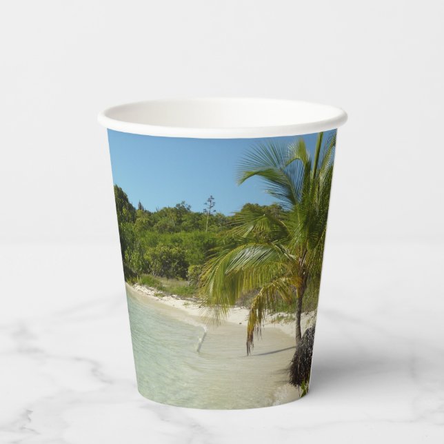 Antiguan Beach Beautiful Tropical Landscape Paper Cups (Back)
