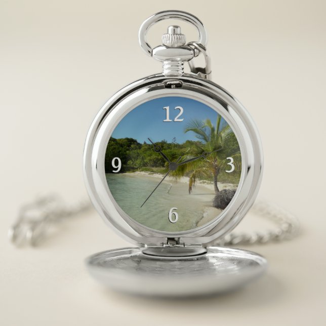 Antiguan Beach Beautiful Tropical Landscape Pocket Watch (Inside)