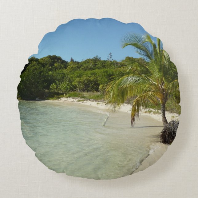 Antiguan Beach Beautiful Tropical Landscape Round Pillow (Front)
