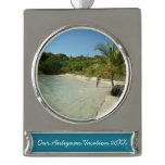 Antiguan Beach Beautiful Tropical Landscape Silver Plated Banner Ornament