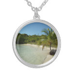 Antiguan Beach Beautiful Tropical Landscape Silver Plated Necklace