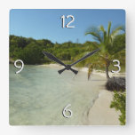 Antiguan Beach Beautiful Tropical Landscape Square Wall Clock