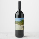 Antiguan Beach Beautiful Tropical Landscape Wine Label