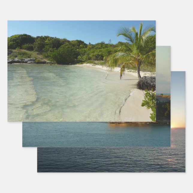 Antiguan Beach Beautiful Tropical Landscape Wrapping Paper Sheets (Set)
