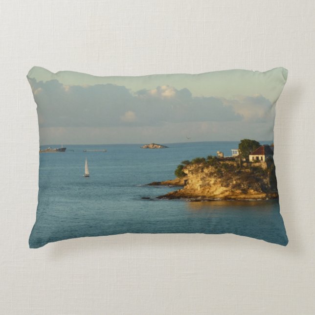 Antiguan Coast Beautiful Island Seascape Decorative Pillow (Front)