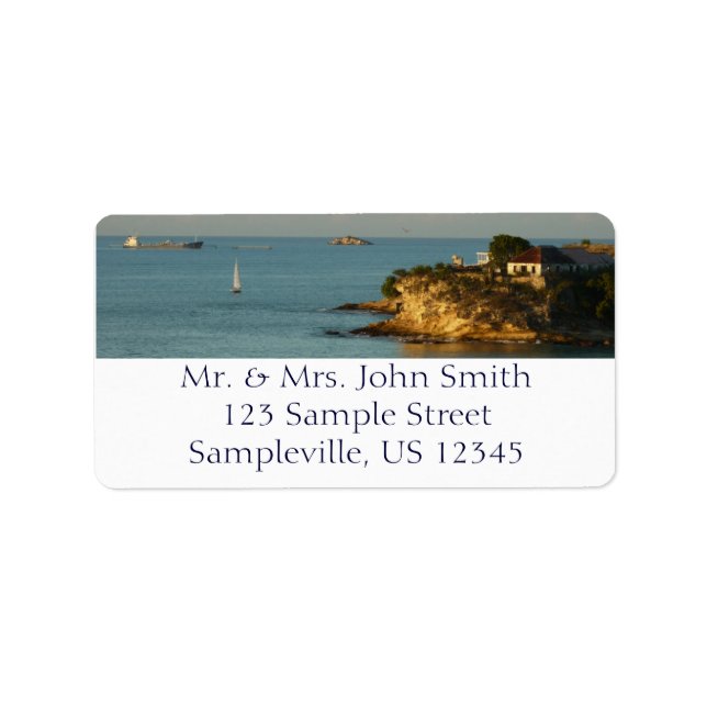 Antiguan Coast Beautiful Island Seascape Label (Front)
