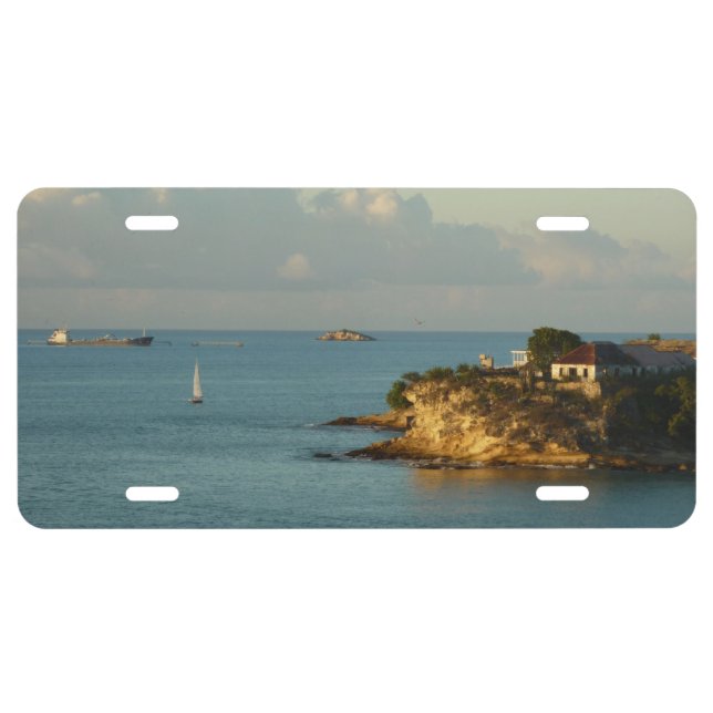 Antiguan Coast Beautiful Island Seascape License Plate (Front)