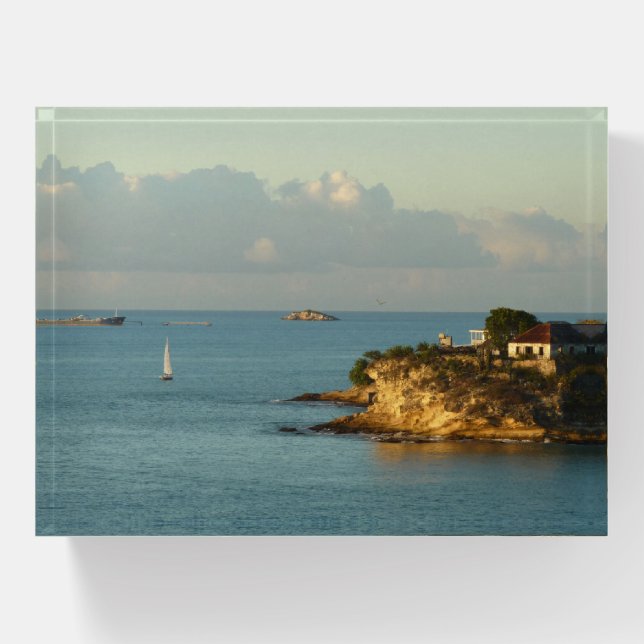 Antiguan Coast Beautiful Island Seascape Paperweight (Front)