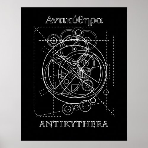 Antikythera Mechanism Drawing Poster