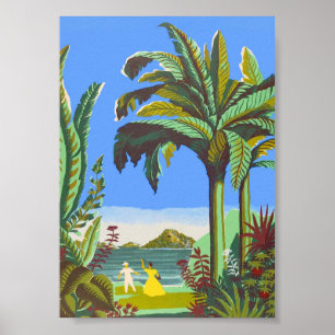 Antilles Caribbean Colorful Vintage Travel Poster