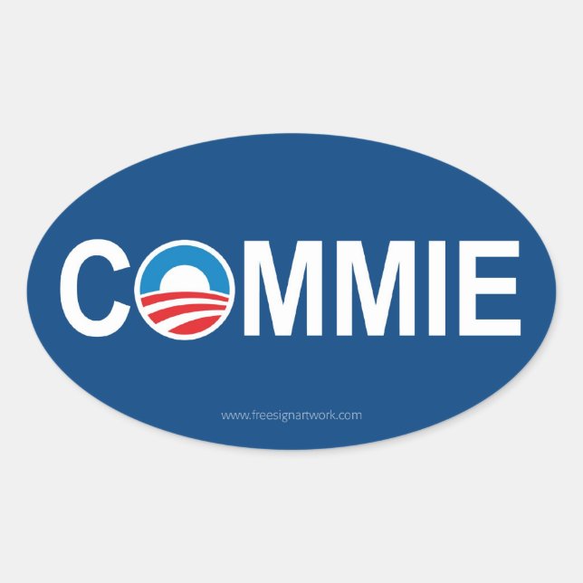 Antiobama Commie Oval Sticker (Front)