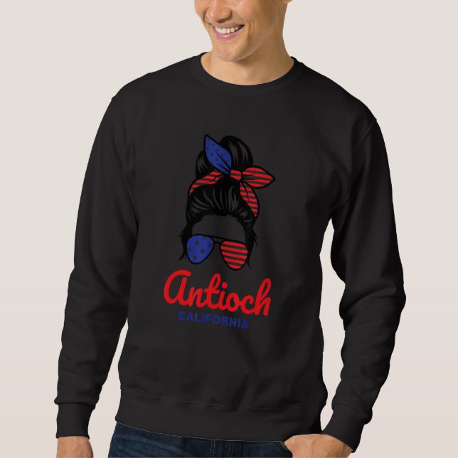 Antioch California Retro Messy Bun Sweatshirt (Front)